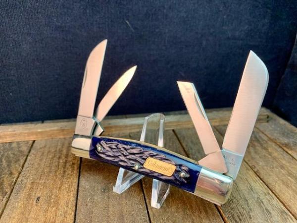 Coleman Seki Japan Made 4 Blade Congress in Blue Jigged Bone