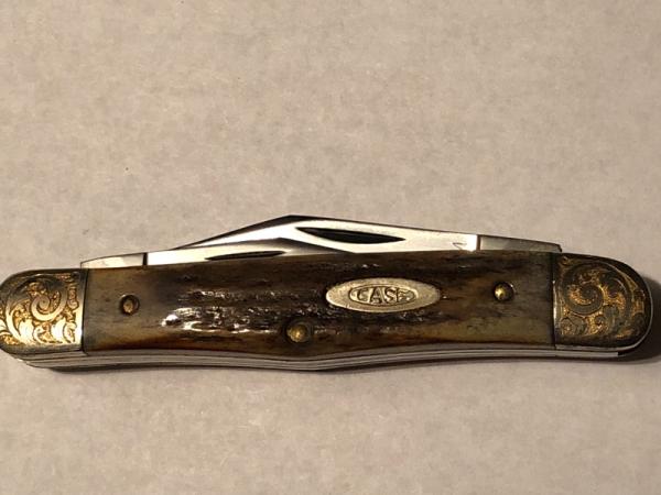 Case Engraved whittler brass bolster Case Engraved whittler brass bolster