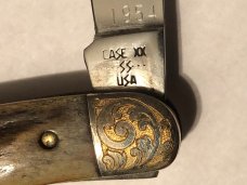 Case Engraved whittler brass bolster Case Engraved whittler brass bolster