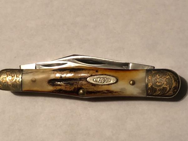 Case 5383 Engraved whittler brass bolster Case 5383 Engraved whittler brass bolster