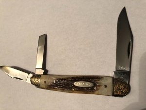 Case  5380 Engraved whittler brass bolster 