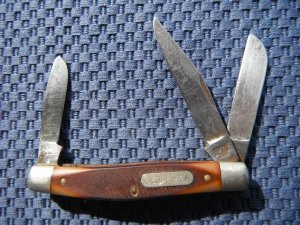 VINTAGE SCHRADE USA OLD TIMER 34OT MIDDLEMAN STOCKMAN CARBON STEEL FOLDING POCKET KNIFE