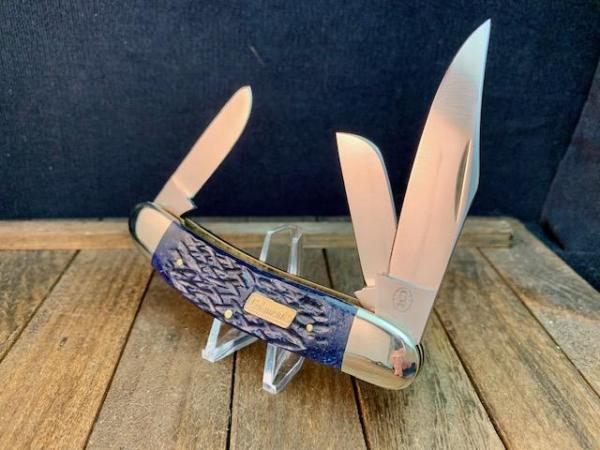 Coleman Seki Japan Made Blue Jigged Bone 3 Blade Sowbelly