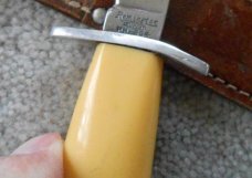 Rare Yellow Comp. Handle Remington Dupont Fixed Blade Knife 