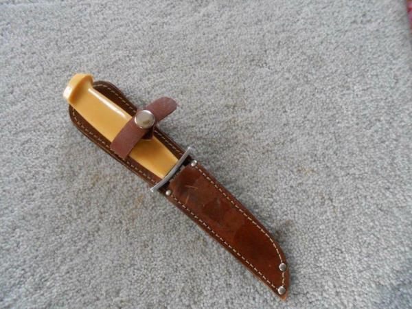 Rare Yellow Comp. Handle Remington Dupont Fixed Blade Knife 