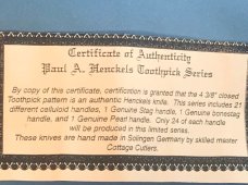 Paul Henckels Toothpick knife  w/ Multi Color (Purple, Green, Blue) Synthetic Handles -NOS +Orig Box