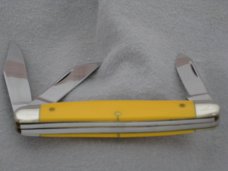 QUEEN STEEL #9A YELLOW STOCKMAN 3 BLADE KNIFE IN BOX QUEEN STEEL #9A YELLOW STOCKMAN 3 BLADE KNIFE IN BOX