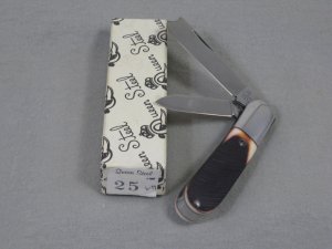 QUEEN STEEL #25 1995 ONE ARM RAZOR ALUMINUM BARLOW 2 BLADE KNIFE IN BOX 