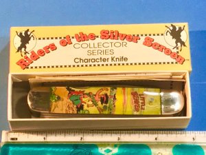 Vintage Camillus 2 Blade Large Cigar Knife w Riders of the Silver Screen Handles -Little Beaver -NOS
