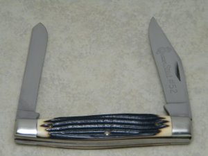 Queen Steel #52 Imitation Winterbottom Bone Moose Knife No Tang Stamp Etched c.1960's