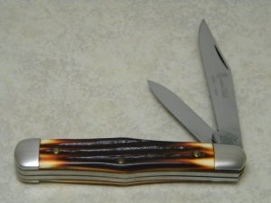 Queen Steel #56S Burnt Orange Imitation Winterbottom Bone Coke Bottle Knife Q90 Stamp Etched c.1990
