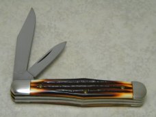Queen Steel #56S Burnt Orange Imitation Winterbottom Bone Coke Bottle Knife Q90 Stamp Etched c.1990 Queen Steel #56S Burnt Orange Imitation Winterbottom Bone Coke Bottle Knife Q90 Stamp Etched c.1990