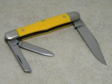 Queen Steel #48A Yellow Whittler Knife Q90 Stamp Etched c.1990 Queen Steel #48A Yellow Whittler Knife Q90 Stamp Etched c.1990