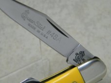 Queen Steel #48A Yellow Whittler Knife Q90 Stamp Etched c.1990 Queen Steel #48A Yellow Whittler Knife Q90 Stamp Etched c.1990