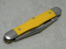 Queen Steel #48A Yellow Whittler Knife Q90 Stamp Etched c.1990 Queen Steel #48A Yellow Whittler Knife Q90 Stamp Etched c.1990