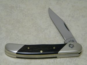 Queen Wood Button Bolster Lock Folding Hunter Knife Big "Q" Dagger Tang Stamp - 1984-1990 
