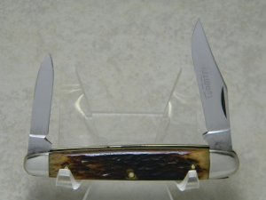 Queen #3 Made in USA Rogers Bone Sleeveboard Pen Knife No Tang Stamp Etched c.1960's