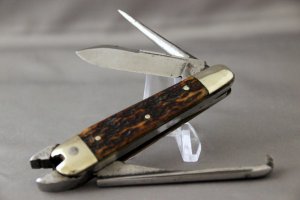 O. BARNETT TOOL COMPANY, Tool Knife, Excellent Condition, Bone Handles