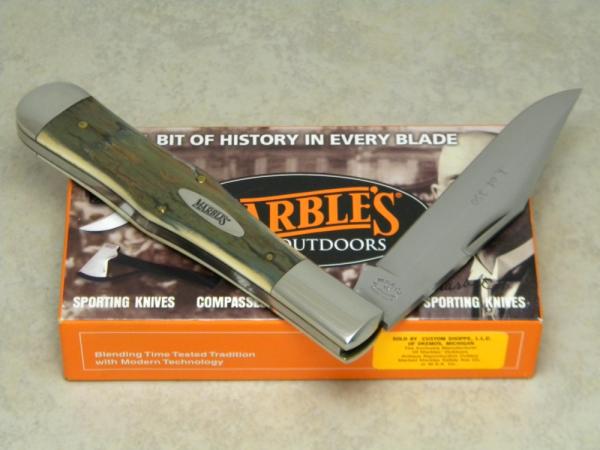 Marbles M.S.A. Co. 02 Gladstone, Mich USA Mastodon Ivory Large Coke Bottle Knife in Box c.2002