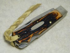 Camillus NY USA #716 Imitation Stag Double Lockback Knife in Pouch Camillus NY USA #716 Imitation Stag Double Lockback Knife in Pouch