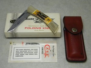 Case XX SS USA 9 Dot (1981) Stag 5197 LSSP Shark Tooth Lockback Knife in Box