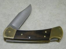 Buck 112 USA Ranger Wood Folding Lockback Knife & Pouch in Box - 3 Dot Marking c.1980-1981 Buck 112 USA Ranger Wood Folding Lockback Knife & Pouch in Box - 3 Dot Marking c.1980-1981