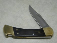 Buck 110 USA Hunter Wood Folding Lockback Knife & Pouch in Box - 3 Dot Marking c.1980-1981 Buck 110 USA Hunter Wood Folding Lockback Knife & Pouch in Box - 3 Dot Marking c.1980-1981