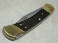 Buck 110 USA Hunter Wood Folding Lockback Knife & Pouch in Box - 3 Dot Marking c.1980-1981 Buck 110 USA Hunter Wood Folding Lockback Knife & Pouch in Box - 3 Dot Marking c.1980-1981