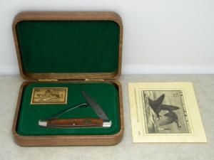 Schrade + USA LTD 1996/97 Federal Duck Stamp Commemorative Bird Hook Muskrat Knife in Box