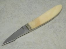 Koji Hara Custom Knives Mastodon Ivory HA-510 Eagle Claw II Finger Skinner Knife & Sheath in Box