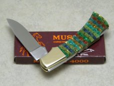 Parker Cut. Co. Japan Christmas Tree Mustang Lockback Knife in Box Parker Cut. Co. Japan Christmas Tree Mustang Lockback Knife in Box