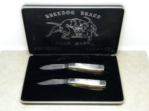 Bulldog Brand Germany Pearl Gunstock Jack Knife Set in Box c.1980-81