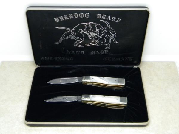 Bulldog Brand Germany Pearl Gunstock Jack Knife Set in Box c.1980-81 Bulldog Brand Germany Pearl Gunstock Jack Knife Set in Box c.1980-81