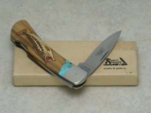 Camillus New York USA Santa Fe Stoneworks Fish Inlay Lockback Knife in Box
