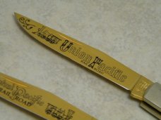 Boker Solingen Germany Stag "East Meets West - Railroad" Trapper Knife Set in Box with Gold Blades Boker Solingen Germany Stag "East Meets West - Railroad" Trapper Knife Set in Box with Gold Blades