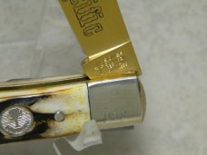 Boker Solingen Germany Stag "East Meets West - Railroad" Trapper Knife Set in Box with Gold Blades Boker Solingen Germany Stag "East Meets West - Railroad" Trapper Knife Set in Box with Gold Blades