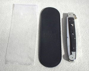 NOS 2013 ITALIAN 12" A.G.A. SICILIANO AFRICAN EBONY WOOD 4 MILLIMETER BAYONET BLADE- W/LEATHER POUCH