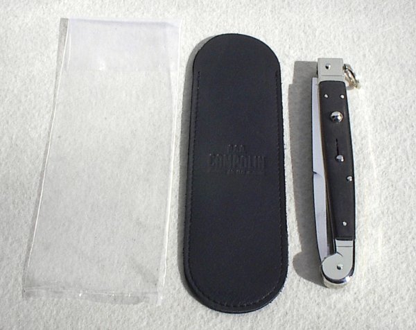 NOS 2013 ITALIAN 12" A.G.A. SICILIANO AFRICAN EBONY WOOD 4 MILLIMETER BAYONET BLADE- W/LEATHER POUCH