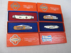 BELKNAP INC. BLUE GRASS COMMEMORATIVE KNIVES 1st, 2nd, 3rd, 4th EDITIONS 