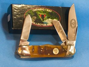Ontario Rat Collectors Series Rail Splitter Stockman w/ Beautiful Rams Horn Handles by Canal Street