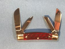 Vintage NOS, J A Henckels, 4 Blade Congress Knife w Nice Red PickBone Handles +NOS Vintage NOS, J A Henckels, 4 Blade Congress Knife w Nice Red PickBone Handles +NOS