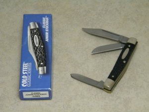 Cold Steel Made in USA by Camillus Carbon V Jigged Black Classic Junior Stockman Knife in Box