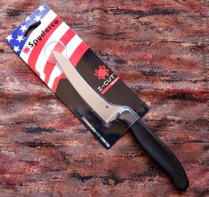 Spyderco Z-Cut kitchen knife. Black pointed tip. Made in the USA. Brand new. K14PBK