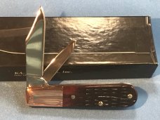 Ka-Bar 2 Blade Dog Head Coppersmith Barlow Pocket Knife w/ Dark Brown Jigged Bone Handles -NOS & Mnt Ka-Bar 2 Blade Dog Head Coppersmith Barlow Pocket Knife w/ Dark Brown Jigged Bone Handles -NOS & Mnt