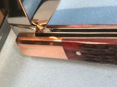 Ka-Bar 2 Blade Dog Head Coppersmith Barlow Pocket Knife w/ Dark Brown Jigged Bone Handles -NOS & Mnt Ka-Bar 2 Blade Dog Head Coppersmith Barlow Pocket Knife w/ Dark Brown Jigged Bone Handles -NOS & Mnt