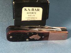 Ka-Bar 2 Blade Dog Head Coppersmith Barlow Pocket Knife w/ Dark Brown Jigged Bone Handles -NOS & Mnt Ka-Bar 2 Blade Dog Head Coppersmith Barlow Pocket Knife w/ Dark Brown Jigged Bone Handles -NOS & Mnt