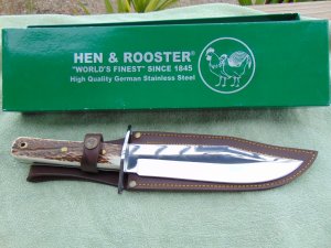 Hen & Rooster Stag Handled Bowie Knife