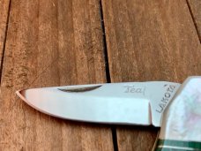 Lakota Teal Made by Moki in Seki Japan Pearl and Malachite w/ Nickel Silver Spacers