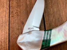 Lakota Teal Made by Moki in Seki Japan Pearl and Malachite w/ Nickel Silver Spacers