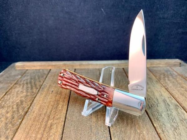 Cattaraugus Cutlery KCC by A.G. Russell Bullet Lockback Brown Jigged Bone Handles 3 1/4” Closed OAL